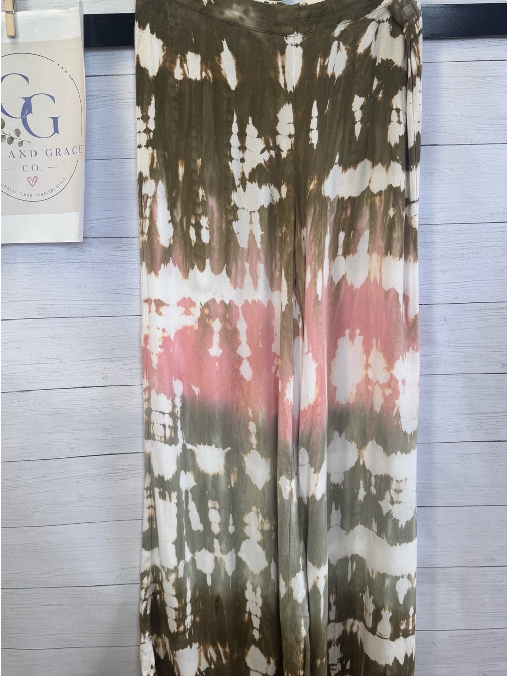 Young Fabulous & Broke Tie Dye Wide Leg Pants Small/ Medium Boho Rayon Palazzo - Picture 6 of 9